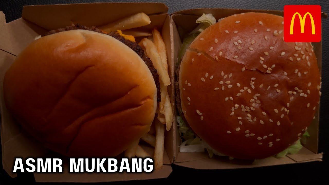 ASMR-звуки еды: Биг Мак, Макдабл и Картофель фри из Макдональдс.