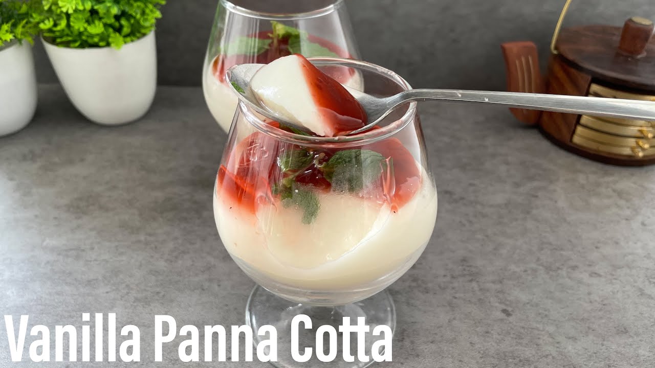 Panna Cotta | Vanilla Panna Cotta With Raspberry Sauce | Vanilla Pudding | Veg Gelatin | Best Bites