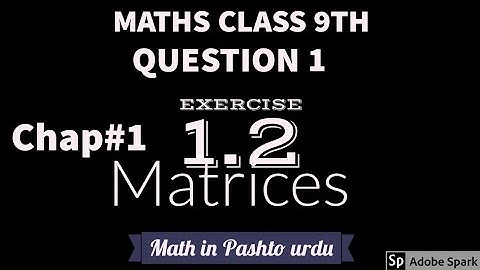 Lecture 3, class 9th chap no 1 Matrices exercise 1.2 Question 1