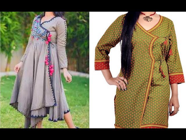 Buy online Overlap Neck Flared Kurti from Kurta Kurtis for Women by Bhama  Couture for ₹609 at 70% off | 2024 Limeroad.com