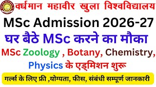 Vmou Msc Admission 2026 Vmou Msc Botany Zoology Chemistry Physics Admission Form 202627