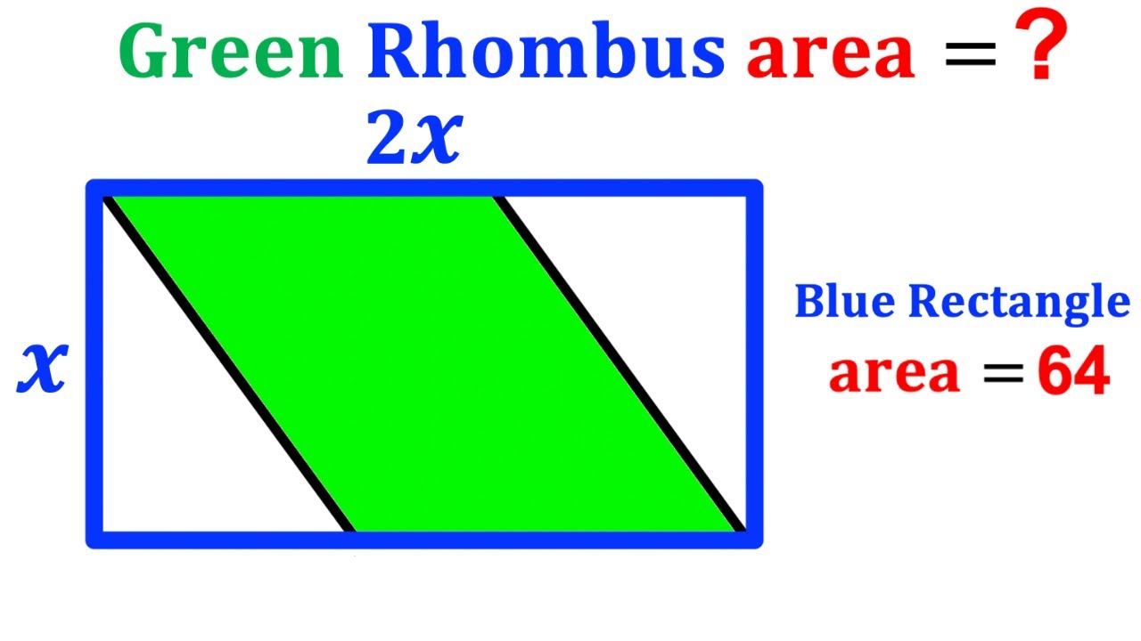 Can you find area of the Green shaded Rhombus? | (Rectangle) | #math # ...