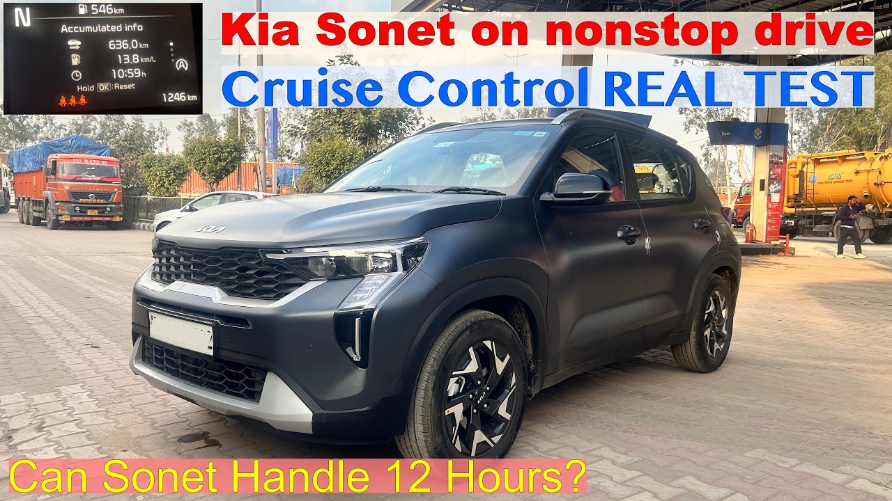 12 hours nonstop driving in Kia Sonet || Cruise control test