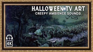 Haunted Graveyard Ride | Vintage Gothic TV Art Screensaver 4K | Dark Spooky Sounds Ambience No Music