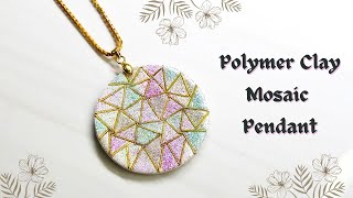 Polymer clay Mosaic pattern inspired Pendant