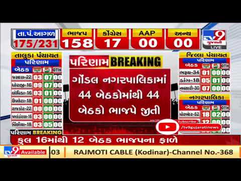 BJP wins all seats of Gondal Nagarpalika | Local Body Polls | Tv9GujaratiNews