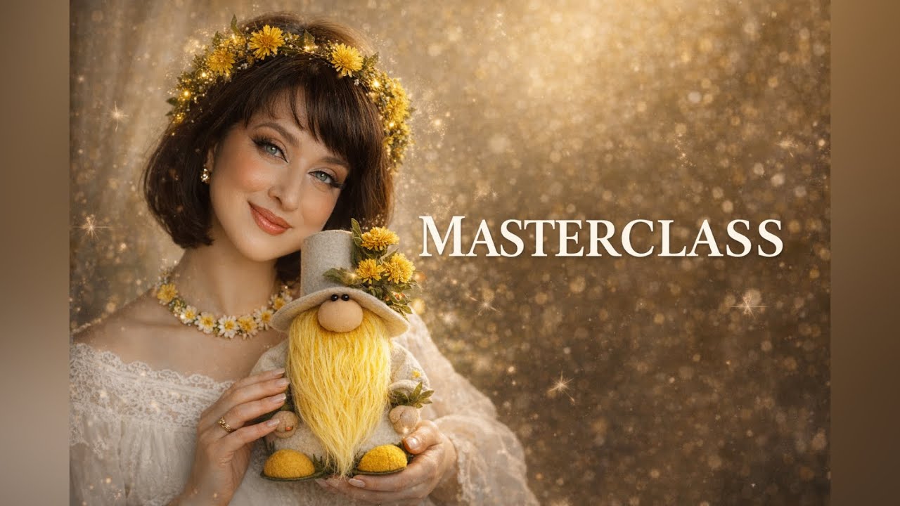 Scandinavian Dandelion gnome part 3,  yellow summer flower gnome, tutorial + pattern DIY HANDMADE