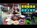 贵阳鲤鱼老街小吃，猴子下山觅食，阿星吃豆豉火锅，酱烤大排汉堡Old Street Snacks in Guiyang,China