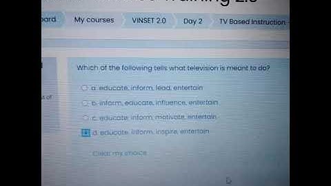 VINSET 2 TV BASED INSTRUCTION EFFECTIVE UTILIZATION AND PLOTTING TO WEEKLY LESSON DELIVERY day 2