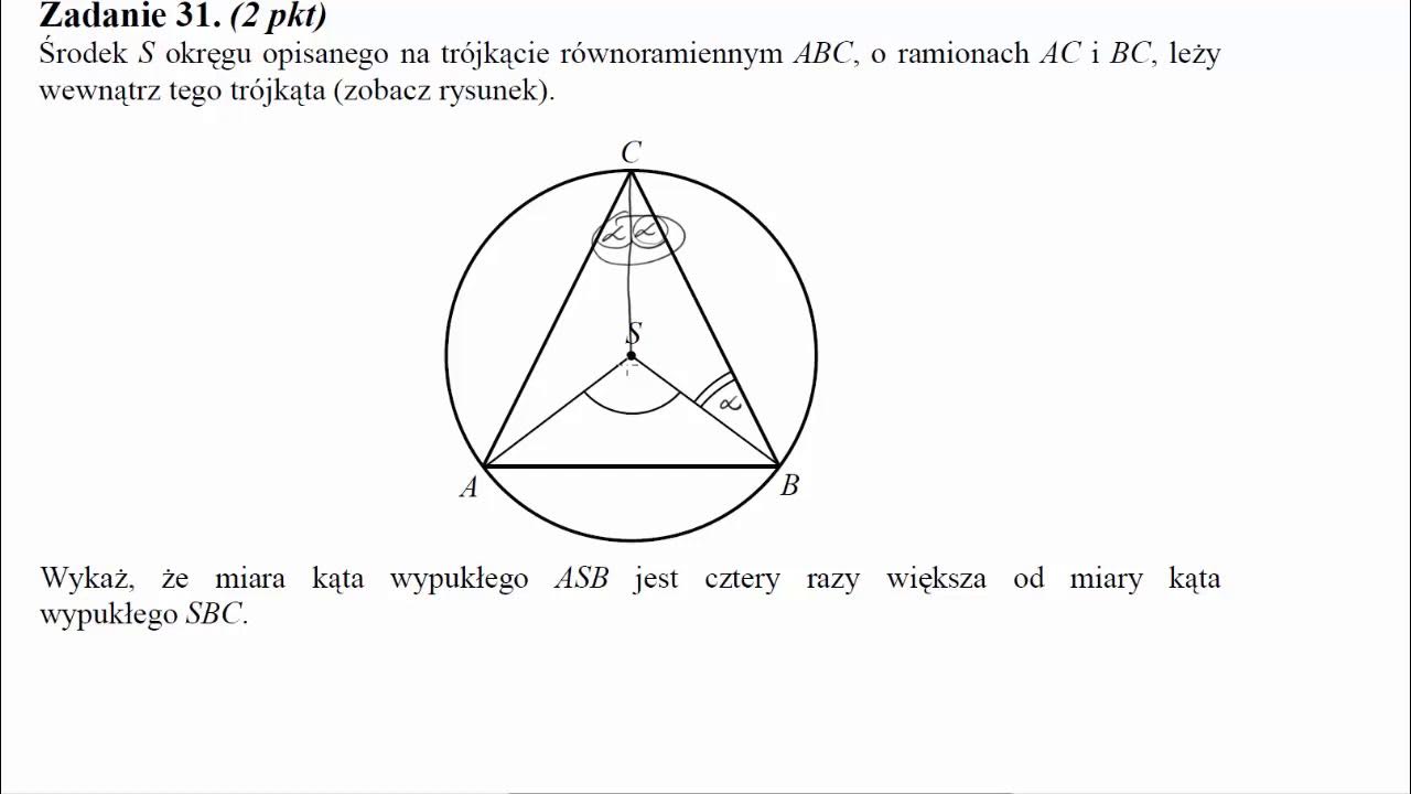 Trojkat Prostokatny Opisany Na Okregu - Środek S okręgu opisanego na trójkącie równoramiennym ABC, o ramionach