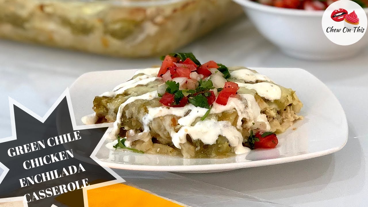 Slow Cooker Green Chile Chicken Enchilada Casserole