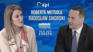 Roberta Metsola Radosław Sikorski | Wolne Radio Europa