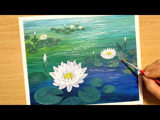 佐々木友、睡蓮の池、希少な大判額装用画集より、美品、日本人画家