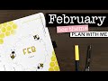 FEBRUARY BULLET JOURNAL SETUP 💜 Bee theme monthly bullet journal plan with me 2021