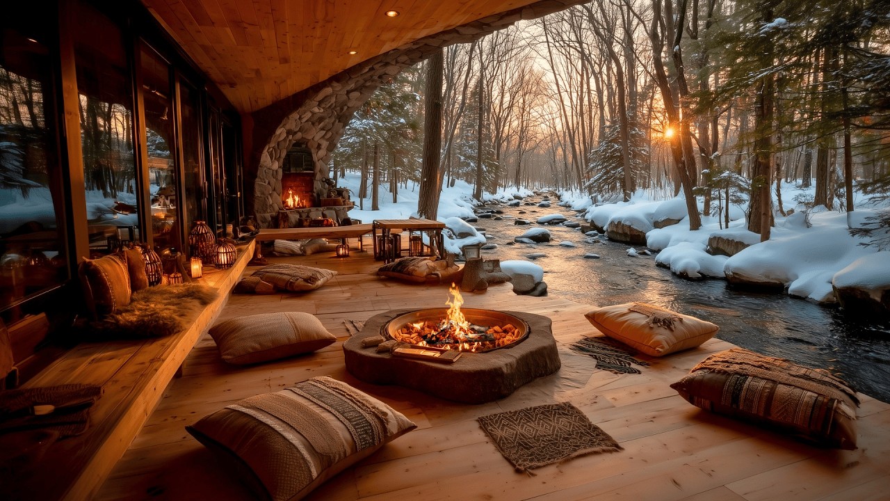 You Didn’t Know You Needed This Winter Morning Riverside Campfire & Nature Sounds