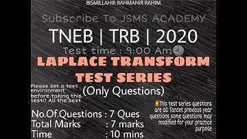 Lec 26 | Test series | Laplace Transform | TNEB | TRB | Questions with Answer Key Type | Version 2.0