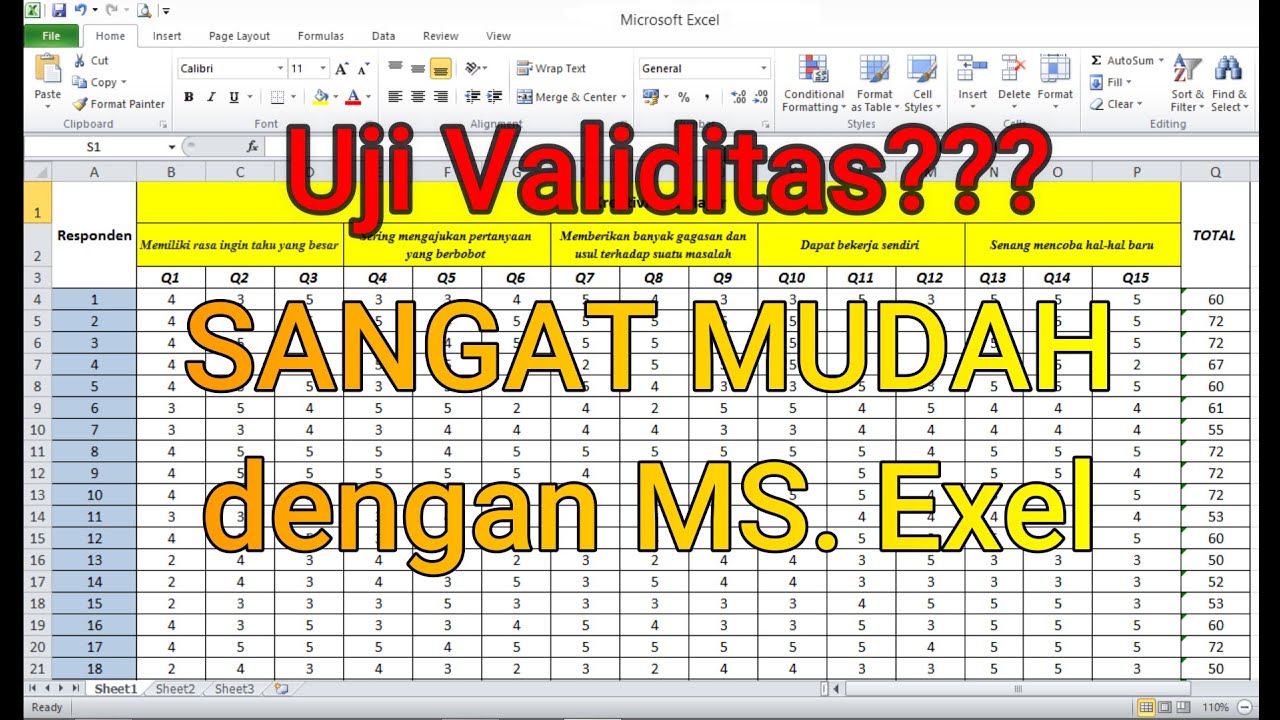 Cara Menghitung Validitas Dengan Excel Excel Dan Rumus Microsoft Excel