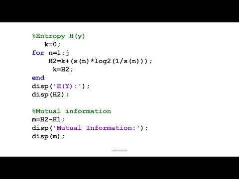 MATLAB PROGRAM for Entropy and Mutual Information of lossless channel