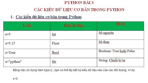 BÀI 3. CÁC KIỂU DỮ LIỆU CƠ BẢN VÀ CÁCH ÉP KIỂU TRONG PYTHON