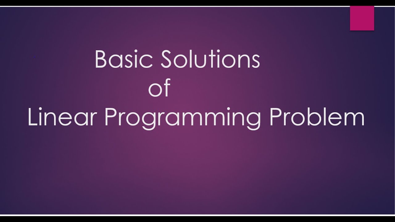 Basic Solutions - YouTube