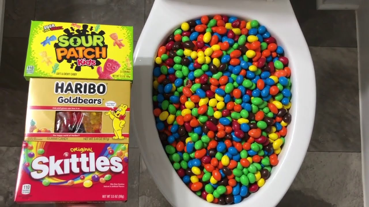 Will it Flush? M&M's, Skittles, Sour Patch Candy, Gummy Bears YouTube