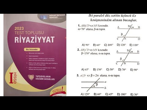 İki paralel düz xəttin üçüncü ilə kəsişməsindən alınan bucaqlar.Toplu 2023.#blok #11cisinif #miq