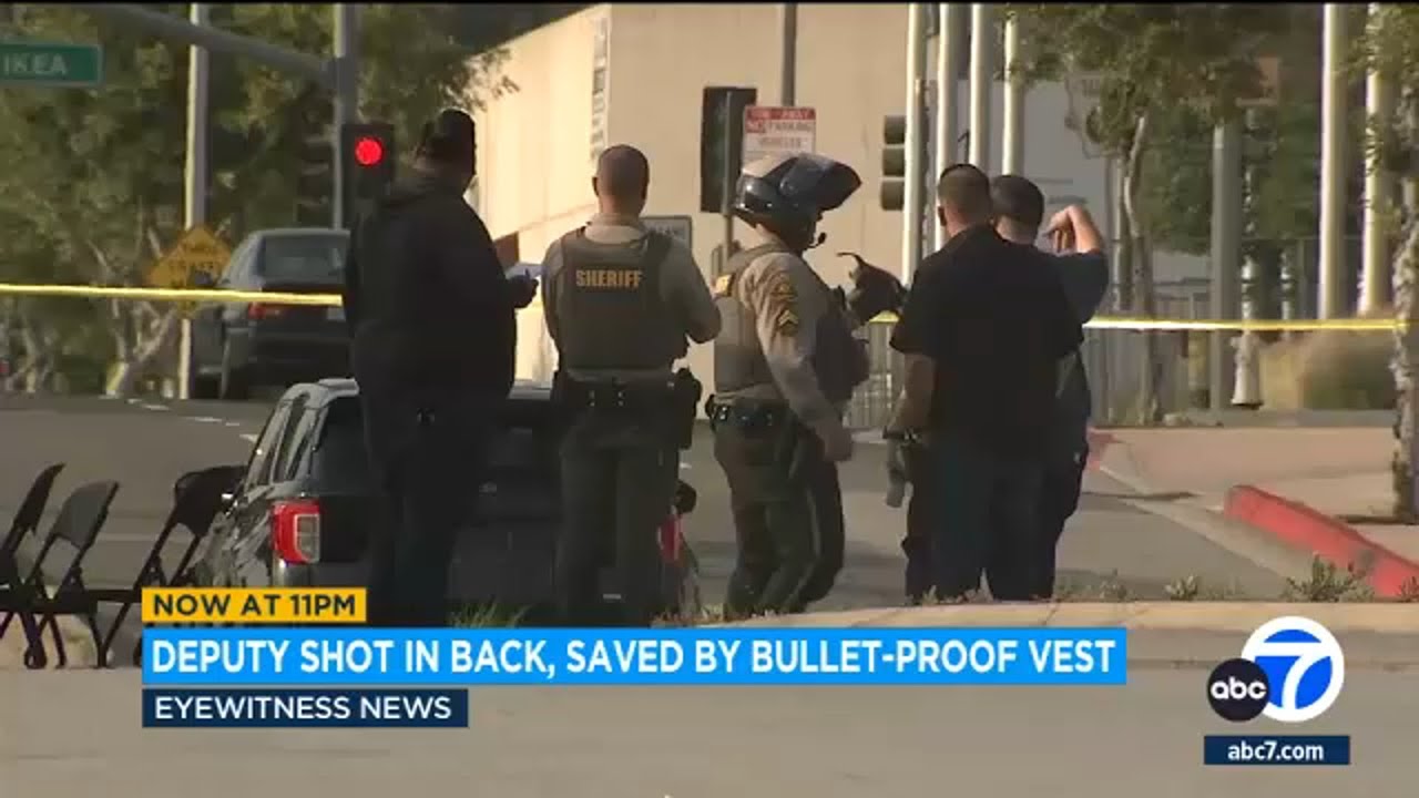 LA County deputy shot in back saved by bullet-proof vest - YouTube