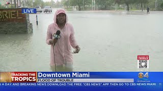 Flooded streets in downtown Miami
