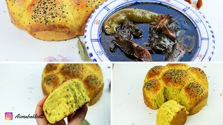 وصفة الملوخية التونسية مع خبز العيد الهشوش الي جاء بنة على بنة Recette mloukhiya tunisienne