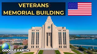 Flying Over Veterans Memorial Building Cedar Rapids’ Historic Tribute! 🏛️✈️