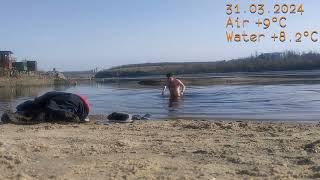 Cold water swimming 31.03.2024. Dnipro river. #iceswimming #winterswimming