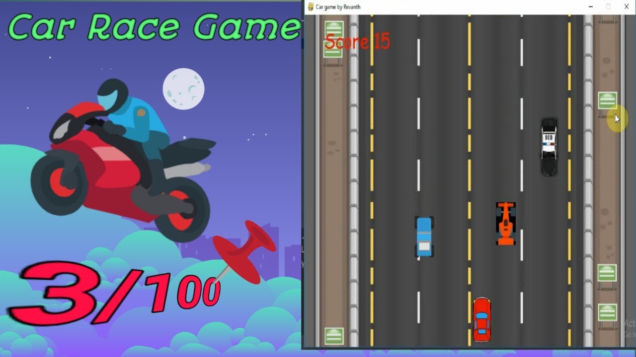 Car game using python programming Language | 3/ 100+ - YouTube