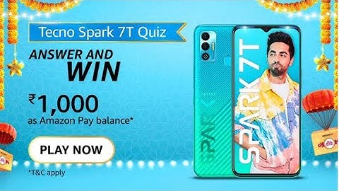 Amazon Quiz Answers | Tecno Spark 7T Quiz | Win ₹1,000 Amazon Pay | 16 September 2021 | FunZone