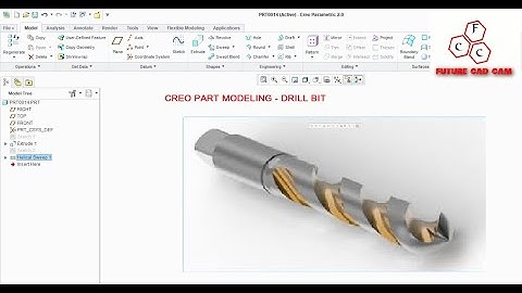 Creo How to design Drill Bit EX- 4 | Helical Sweep | Part Modeling