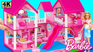 How To Build Pink Mega Mansion with 5 Rooms, Slide to Swimming Pool for Barbie - DIY Miniature House