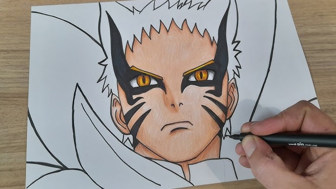 Como DESENHAR o NARUTO modo BARION - Como DIBUJAR a NARUTO modo