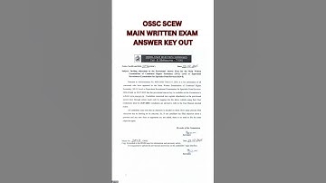 OSSC SCEW MAIN WRITTEN EXAM ANSWER KEY OUT #ossc #osssc #osscscew #osscjob #examresult