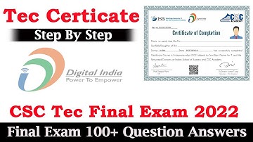 TEC Certificate Apply Online 2022 - cce certificate csc | how to download tec certificate |