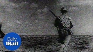 Archive footage shows explosions during the battle of El Alamein - Daily Mail