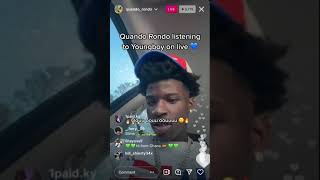 Quando Rondo listening to YoungBoy on live