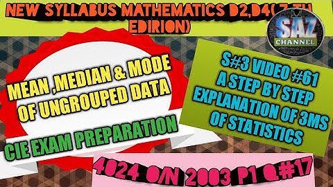 Calculating Mean,Median and Mode|Statistical averages of ungrouped data| SAZ Channel