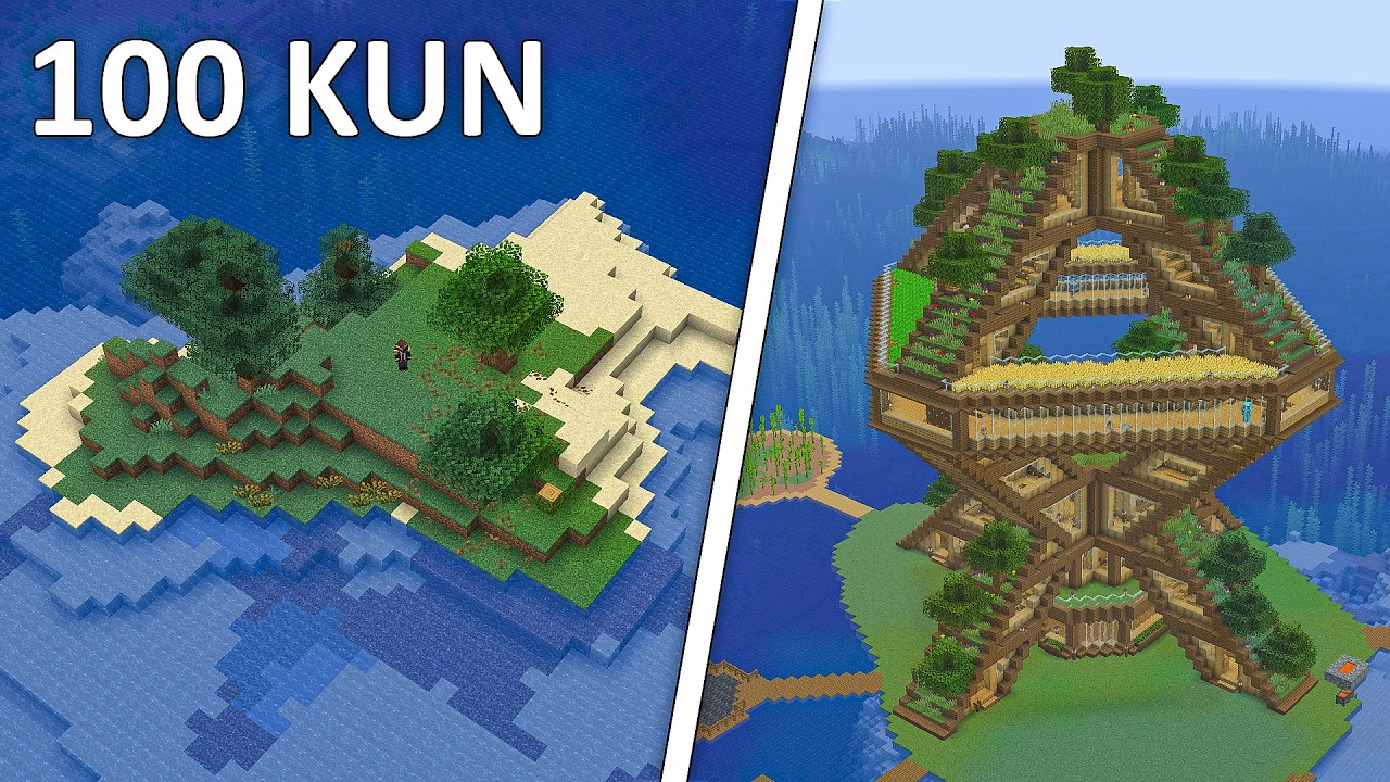 Men Minecraftda Kichkina Orolchada 100 kun yashab qoldim