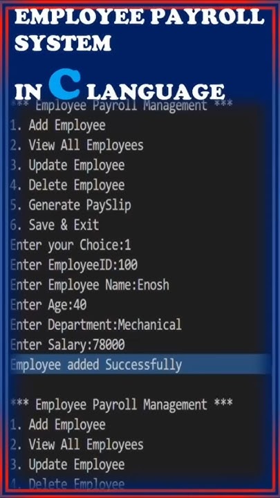 Employee Payroll System in C - YouTube