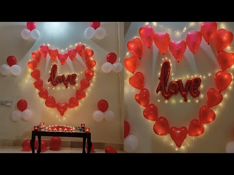 Valentine Decoration/ Heart Shape Balloon Decoration Ideas l Simple & Easy Surprise Room Decor Ideas