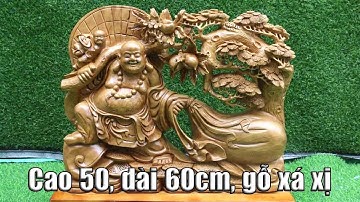 Tượng Di Lặc kéo bao gỗ xá xị. Cao 60 ngang 60cm, giá 5tr500k