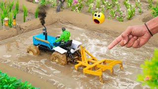 Diy mini tractor ploughing a muddy field | science project |  @sanocreator