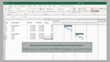 Free online Excel add-in to create and edit project schedule with WBS, progress and Gantt