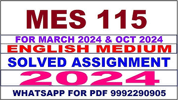 mes 115 solved assignment 2024 | mes 115 solved assignment in english 2023-24 | mes 115 2024