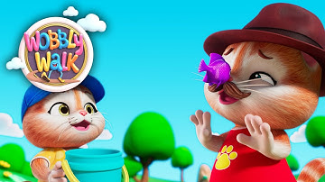 12345 Once I Caught a Fish Alive 🎣 | Fun Counting Song | Wobbly Walk Nursery Rhymes & Kids Songs