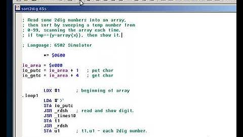 6502 Assembly program to Sort Numbers 1-99. Thanks for watching.